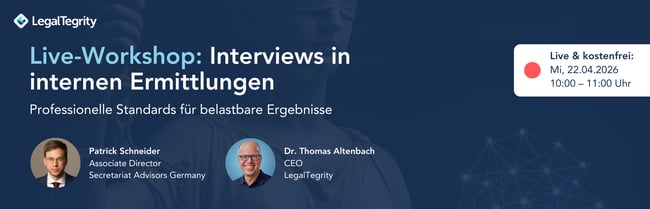 Live-Workshop: „Interviews in internen Ermittlungen: Professionelle Standards für belastbare Ergebnisse“
