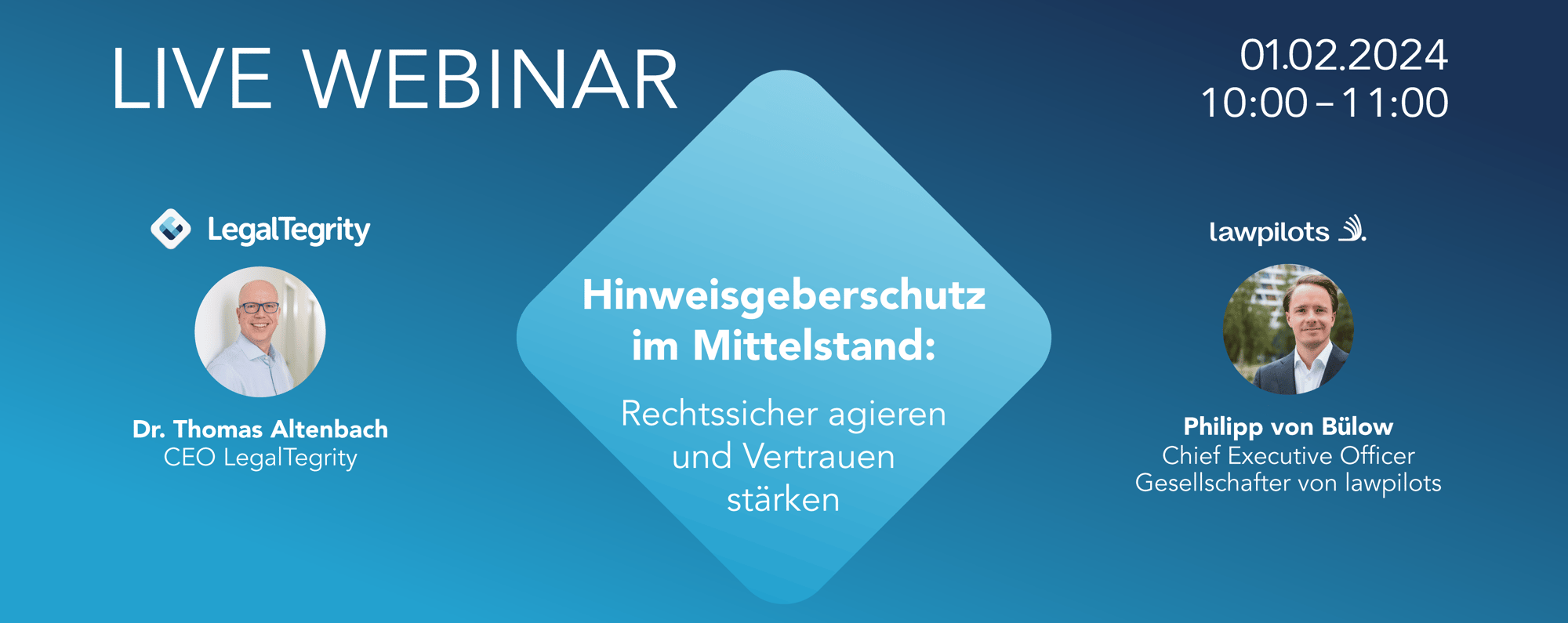 LegalTegrity Webinar Hinweisgeberschutz im Mittelstand: Rechtssicher agieren und Vertrauen stärkenHinweisgeberschutz im Mittelstand: Rechtssicher agieren und Vertrauen stärken 01.02.2024