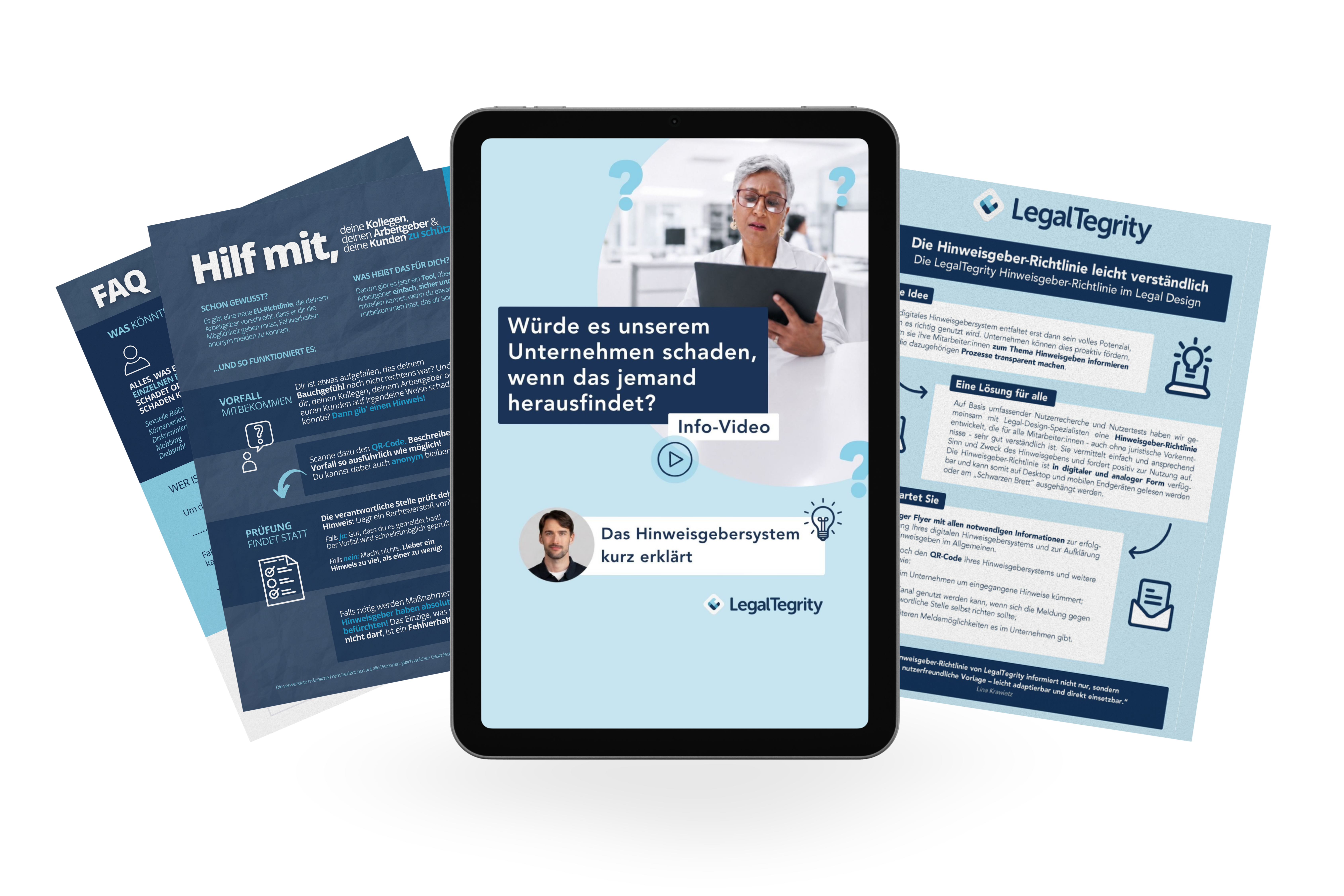 Übersicht der LegalTegrity Hinweisgeberrichtlinie im Legal Design als Mock up